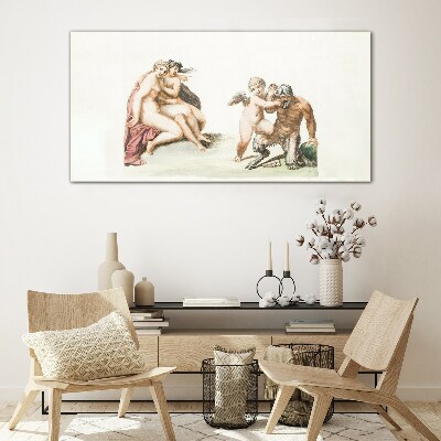 A mythological meeting in the glow of love Glass Print