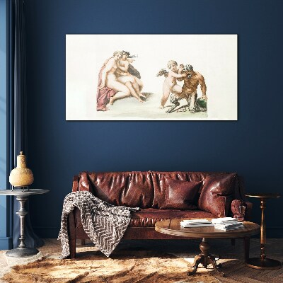 A mythological meeting in the glow of love Glass Print