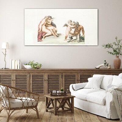 A mythological meeting in the glow of love Glass Print