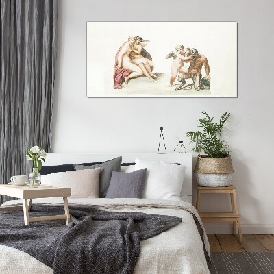 A mythological meeting in the glow of love Glass Print