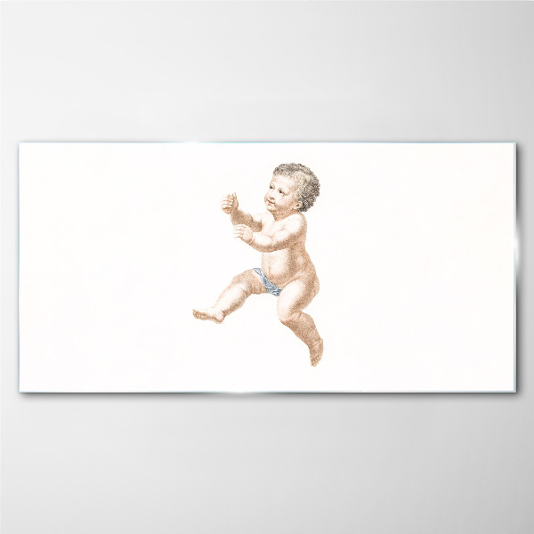 A happy toddler on the move Glass Print