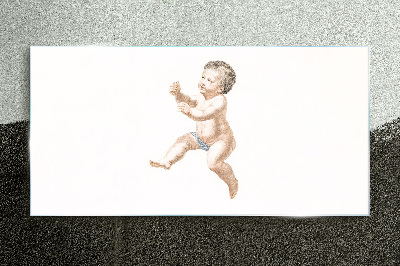 A happy toddler on the move Glass Print
