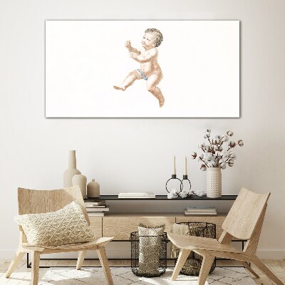 A happy toddler on the move Glass Print