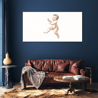 A happy toddler on the move Glass Print