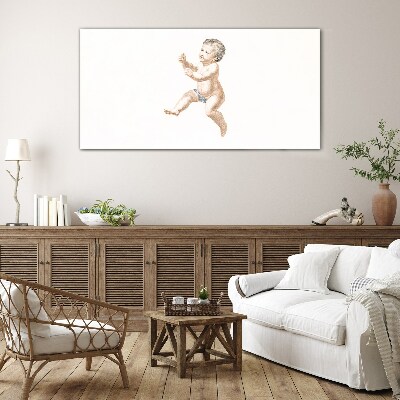 A happy toddler on the move Glass Print