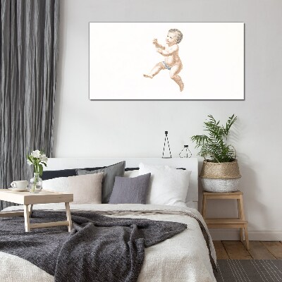 A happy toddler on the move Glass Print