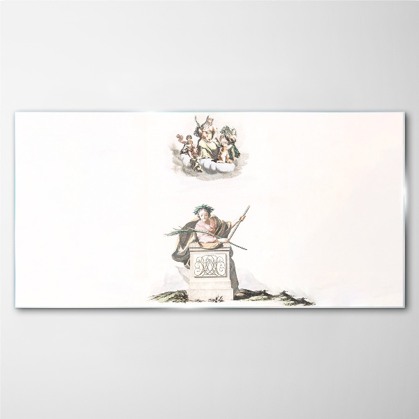 Mythological inspirations in pastel tones Glass Print