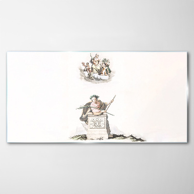 Mythological inspirations in pastel tones Glass Print