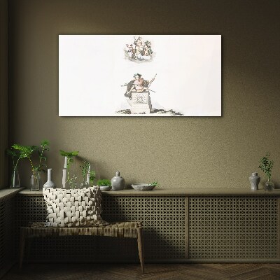 Mythological inspirations in pastel tones Glass Print