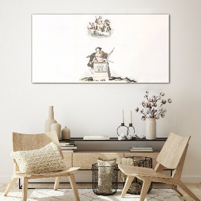 Mythological inspirations in pastel tones Glass Print