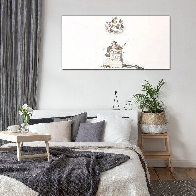 Mythological inspirations in pastel tones Glass Print