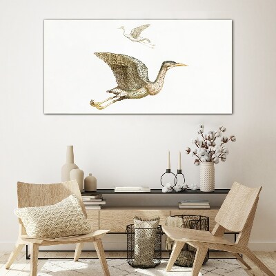 Bird's flight over calm water Glass Print