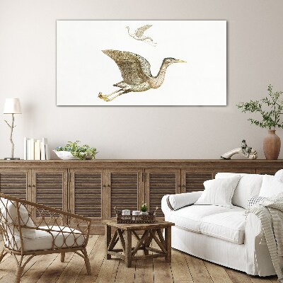 Bird's flight over calm water Glass Print