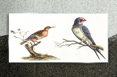 Birds on a branch Glass Print