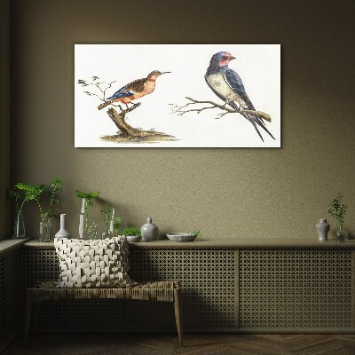 Birds on a branch Glass Print