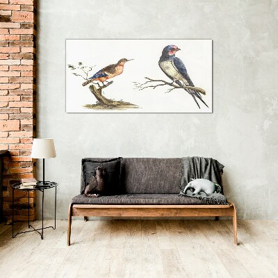 Birds on a branch Glass Print