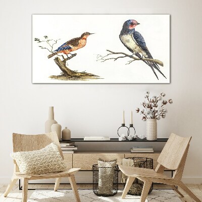 Birds on a branch Glass Print