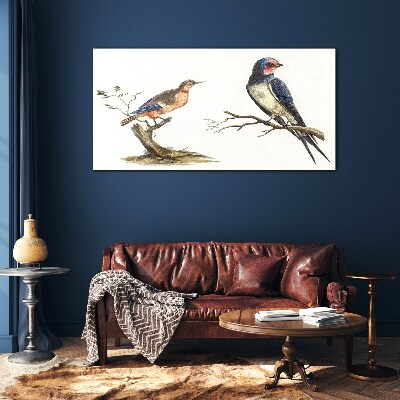 Birds on a branch Glass Print