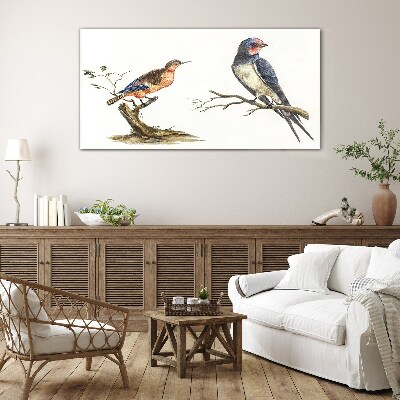 Birds on a branch Glass Print