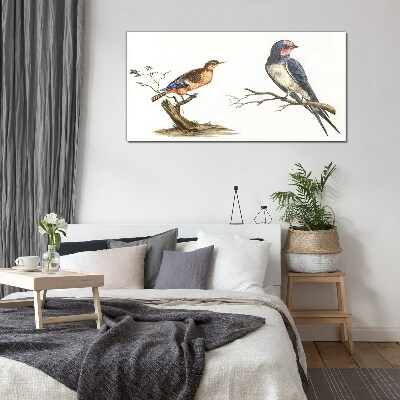 Birds on a branch Glass Print
