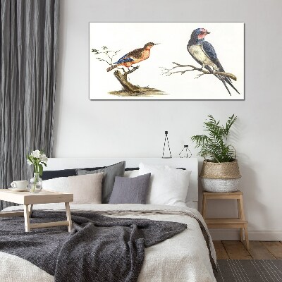 Drawing animals birds Glass Print