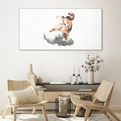 Angel on a cloud Glass Print