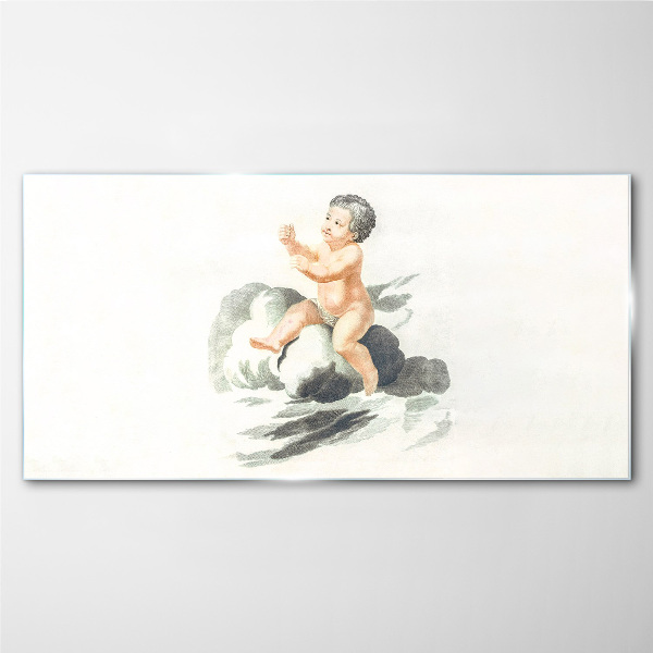 Childlike joy on a cloud Glass Print
