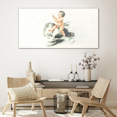 Childlike joy on a cloud Glass Print