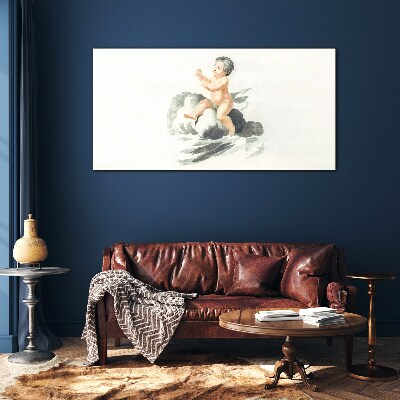 Childlike joy on a cloud Glass Print