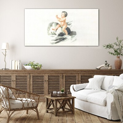 Childlike joy on a cloud Glass Print