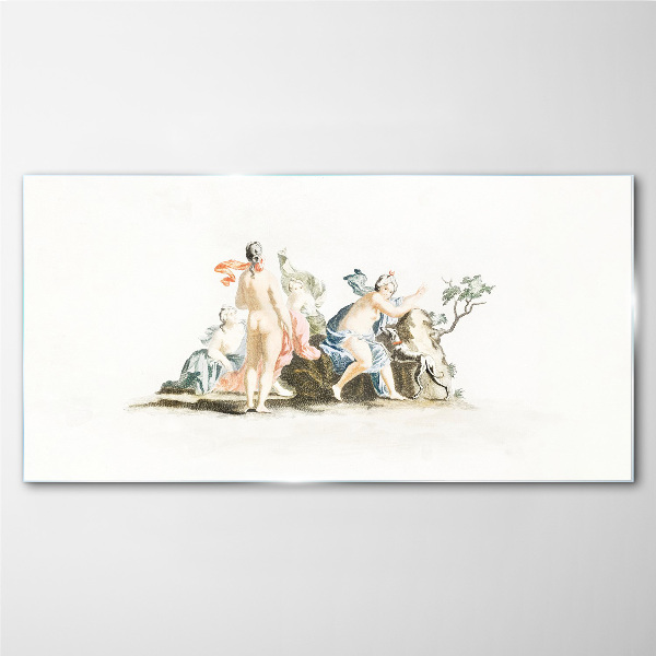 Mythological scene in pastel colors Glass Print