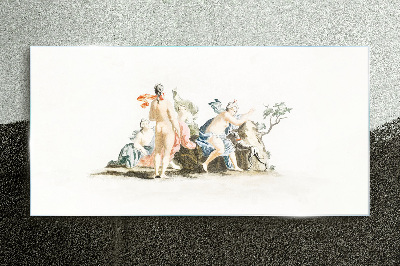 Mythological scene in pastel colors Glass Print