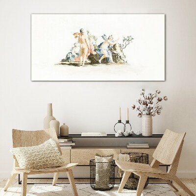 Mythological scene in pastel colors Glass Print