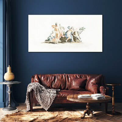 Mythological scene in pastel colors Glass Print