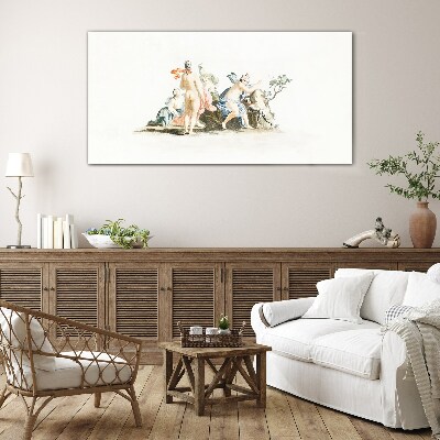 Mythological scene in pastel colors Glass Print