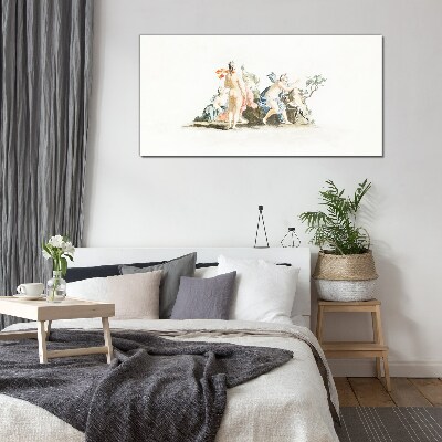 Mythological scene in pastel colors Glass Print