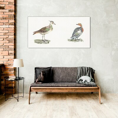 Drawing animals birds Glass Print