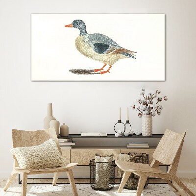 Duck in pastel shades Glass Print