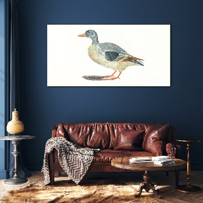 Duck in pastel shades Glass Print