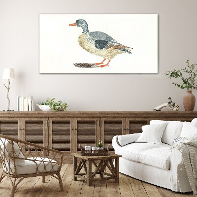 Duck in pastel shades Glass Print