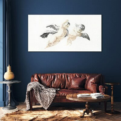 Angels in the clouds Glass Print