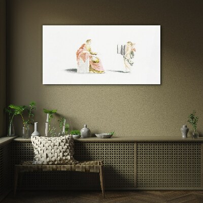 Conversation with an angel Glass Print