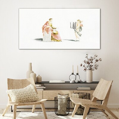 Conversation with an angel Glass Print