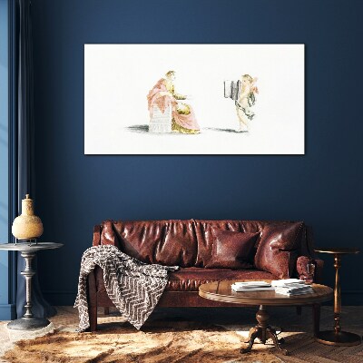 Conversation with an angel Glass Print