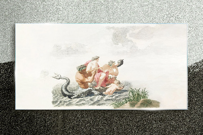 Mythical scene on the water Glass Print