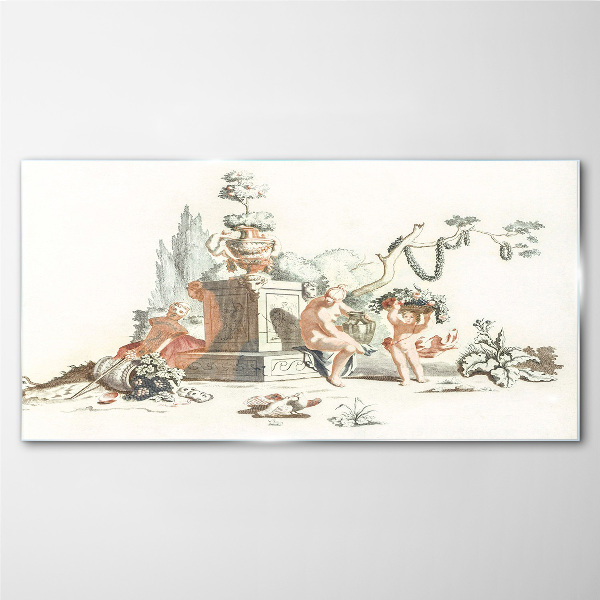 Mythological scene with characters Glass Print