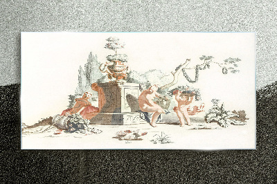Mythological scene with characters Glass Print