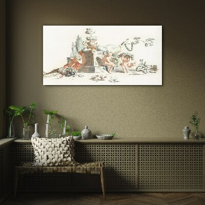 Mythological scene with characters Glass Print