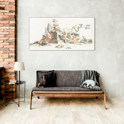 Mythological scene with characters Glass Print