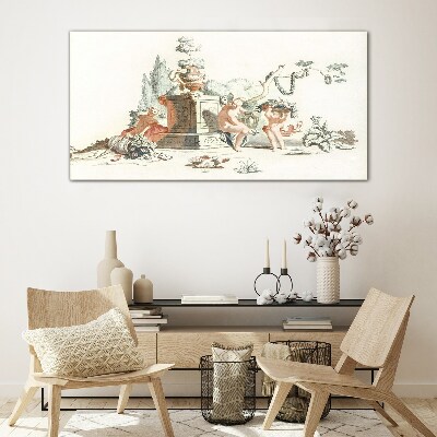 Mythological scene with characters Glass Print